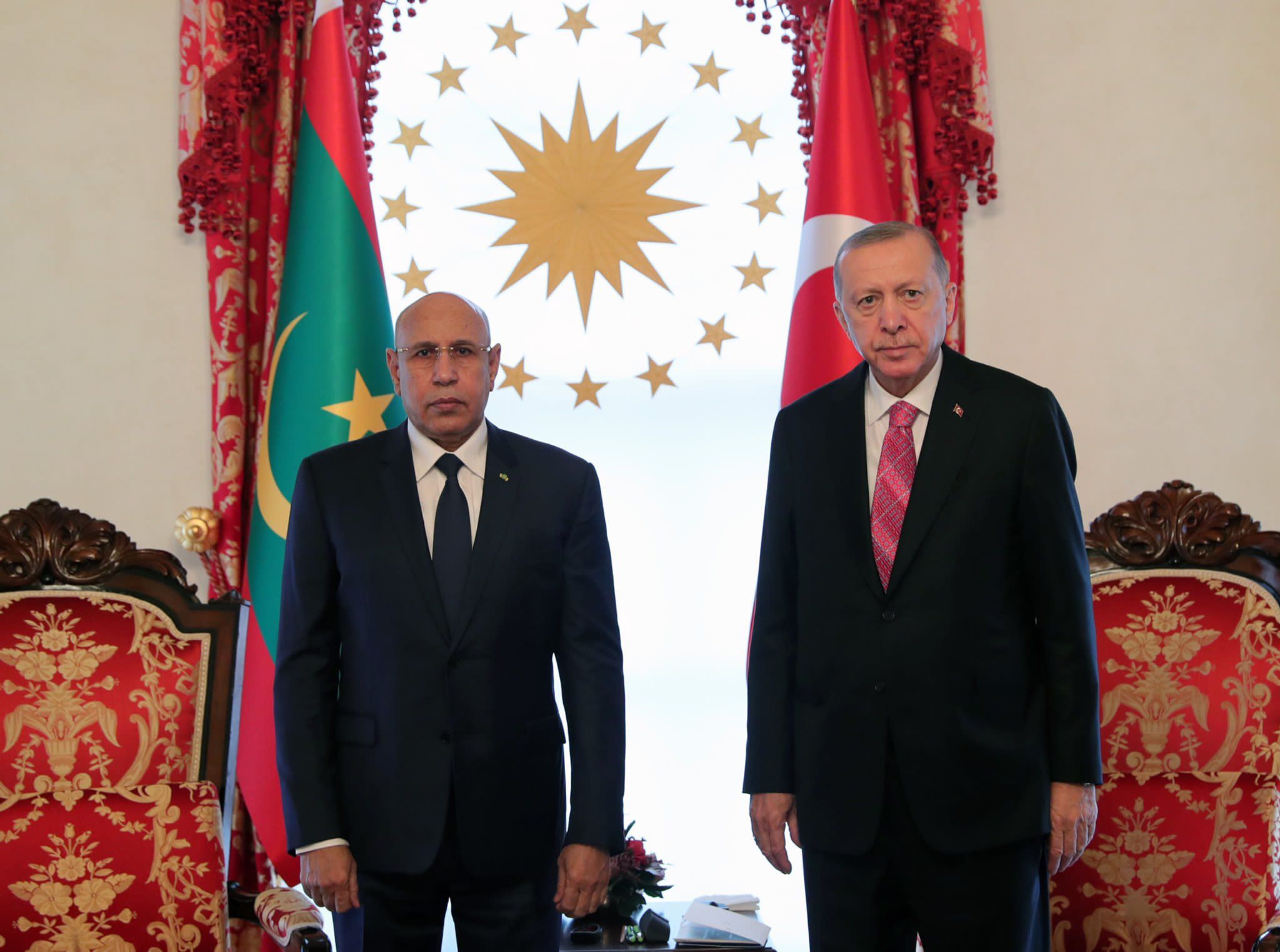 الرئيس الموريتاني محمد ولد  الشيخ الغزواني  رفقة الرئيس التركي اردوغان 